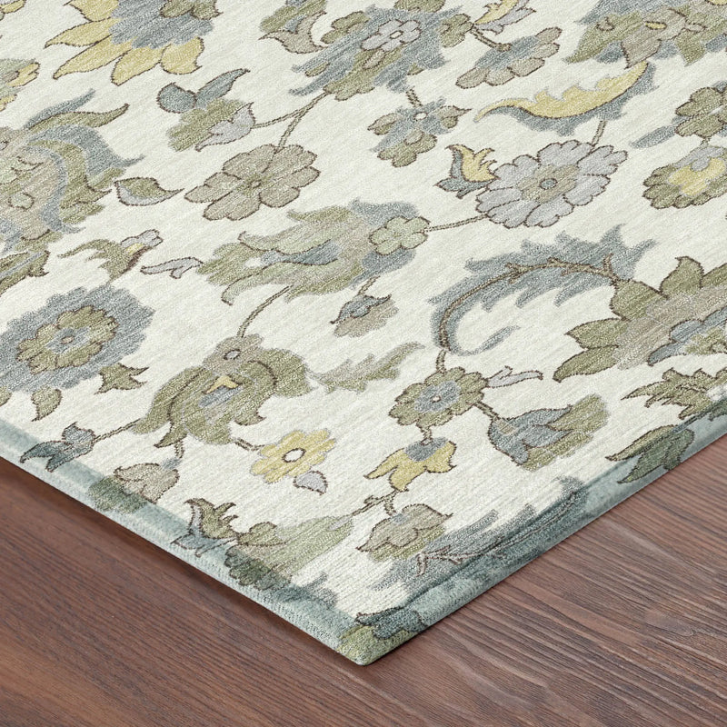 9' X 12' Ivory And Wheat Floral Medallion Washable Indoor Outdoor Area Rug Homeroots Outdoor