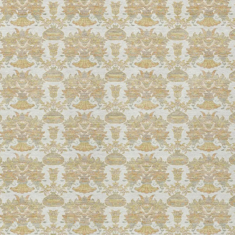 9' X 12' Ivory And Wheat Floral Washable Indoor Outdoor Area Rug Homeroots Outdoor