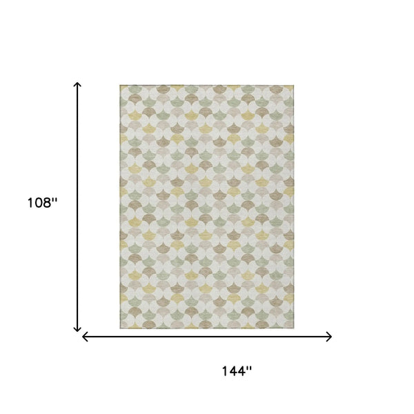 9' X 12' Ivory And Wheat Geometric Washable Indoor Outdoor Area Rug Homeroots Outdoor
