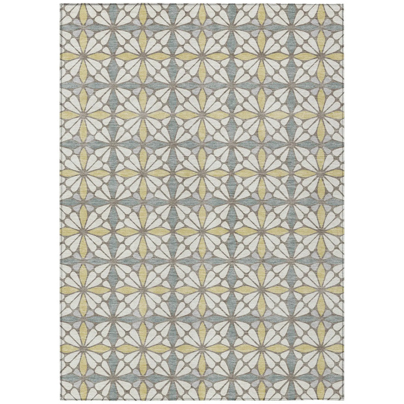 9' X 12' Ivory And Wheat Geometric Washable Indoor Outdoor Area Rug Homeroots Outdoor