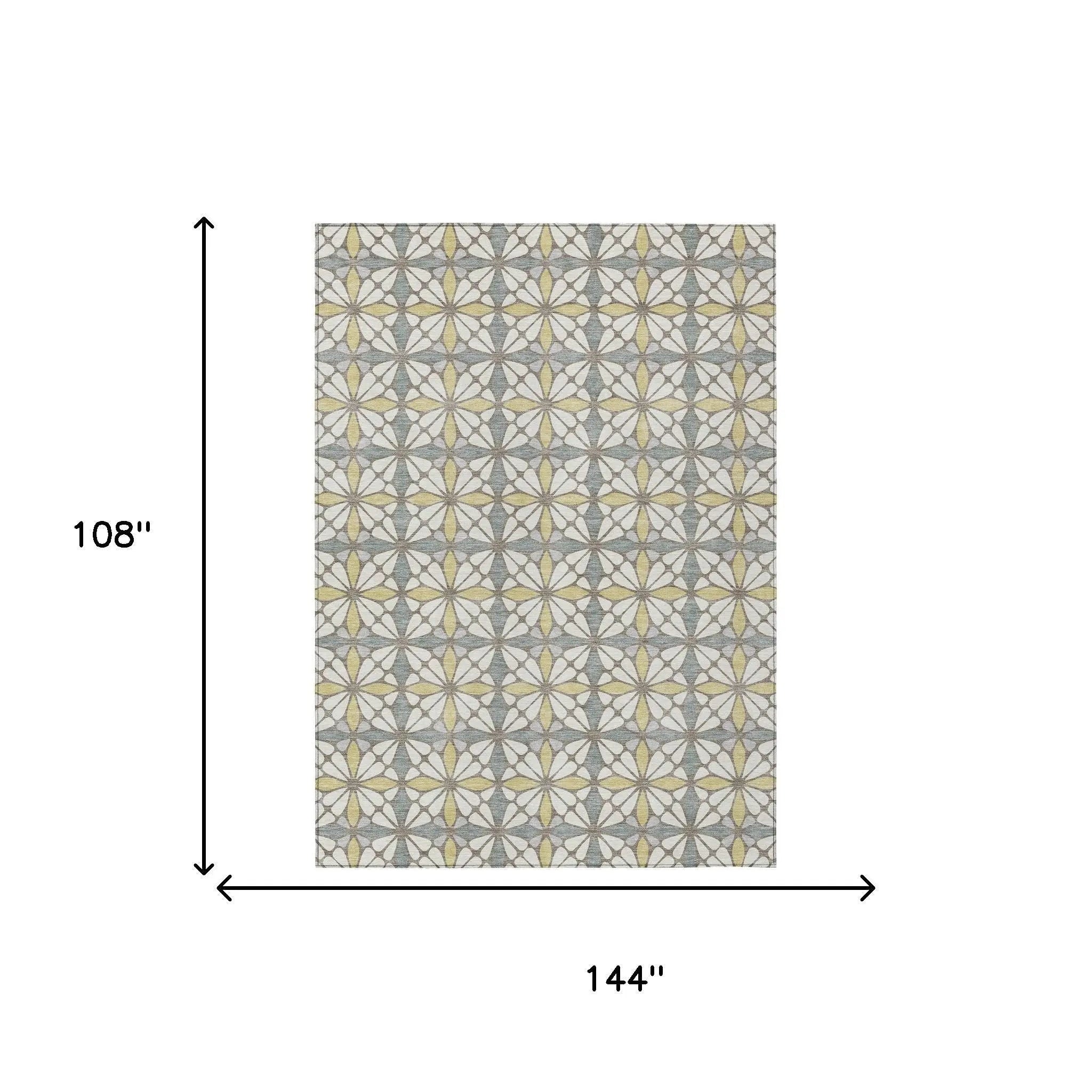 9' X 12' Ivory And Wheat Geometric Washable Indoor Outdoor Area Rug Homeroots Outdoor