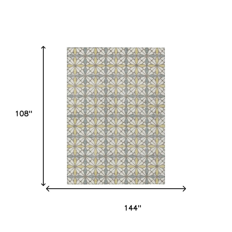 9' X 12' Ivory And Wheat Geometric Washable Indoor Outdoor Area Rug Homeroots Outdoor