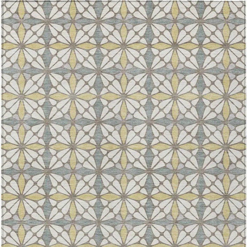 9' X 12' Ivory And Wheat Geometric Washable Indoor Outdoor Area Rug Homeroots Outdoor