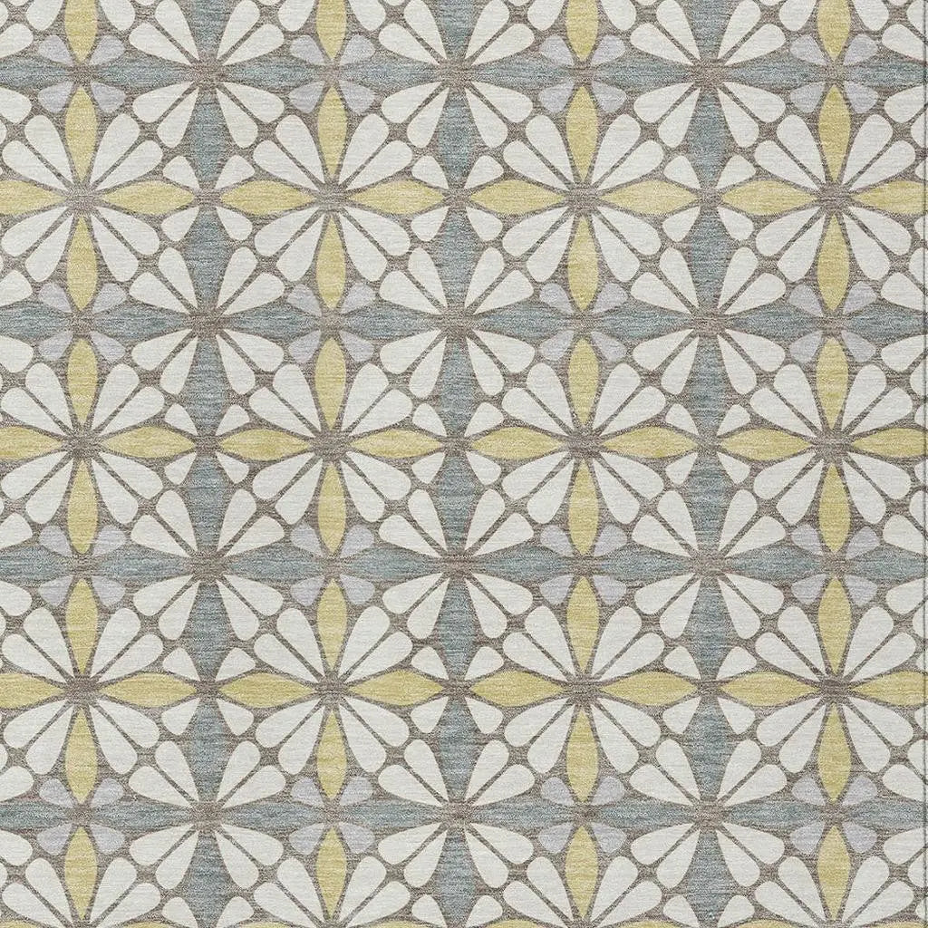 9' X 12' Ivory And Wheat Geometric Washable Indoor Outdoor Area Rug Homeroots Outdoor