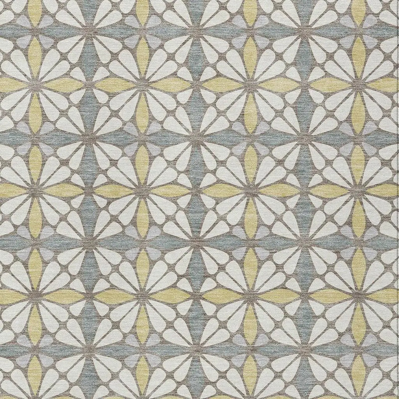 9' X 12' Ivory And Wheat Geometric Washable Indoor Outdoor Area Rug Homeroots Outdoor
