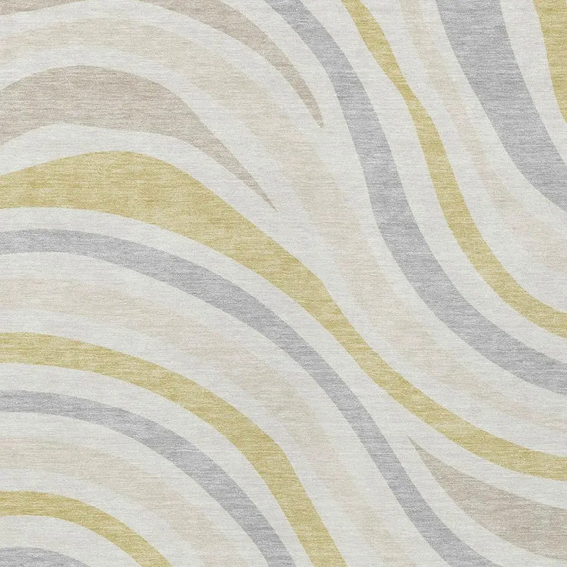 9' X 12' Ivory And Wheat Striped Washable Indoor Outdoor Area Rug Homeroots Outdoor