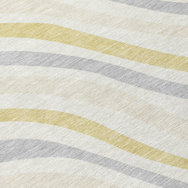 9' X 12' Ivory And Wheat Striped Washable Indoor Outdoor Area Rug Homeroots Outdoor
