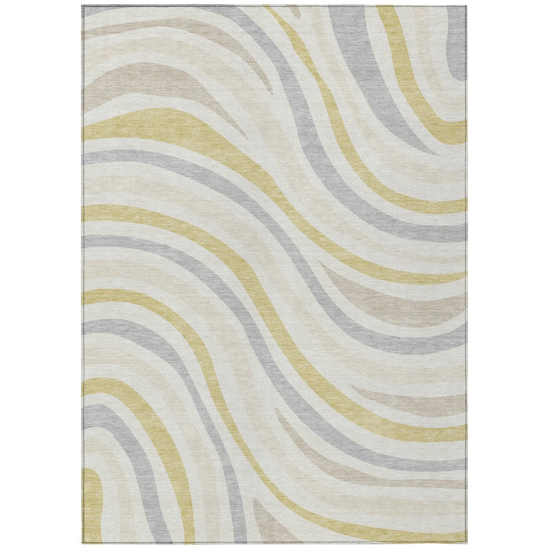 9' X 12' Ivory And Wheat Striped Washable Indoor Outdoor Area Rug Homeroots Outdoor