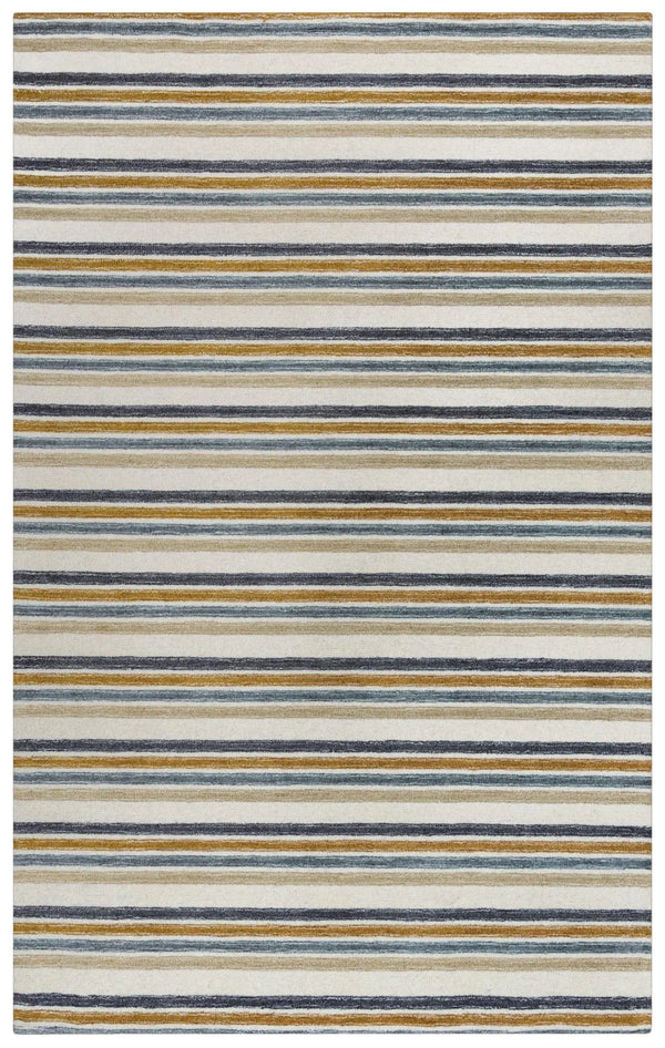 9' X 12' Ivory Beige And Charcoal Wool Striped Hand Tufted Area Rug Homeroots Home Decor