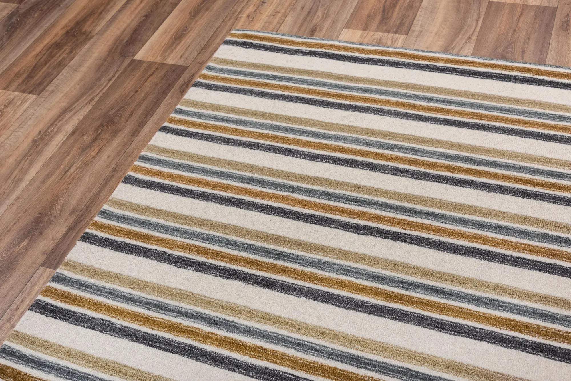 9' X 12' Ivory Beige And Charcoal Wool Striped Hand Tufted Area Rug Homeroots Home Decor