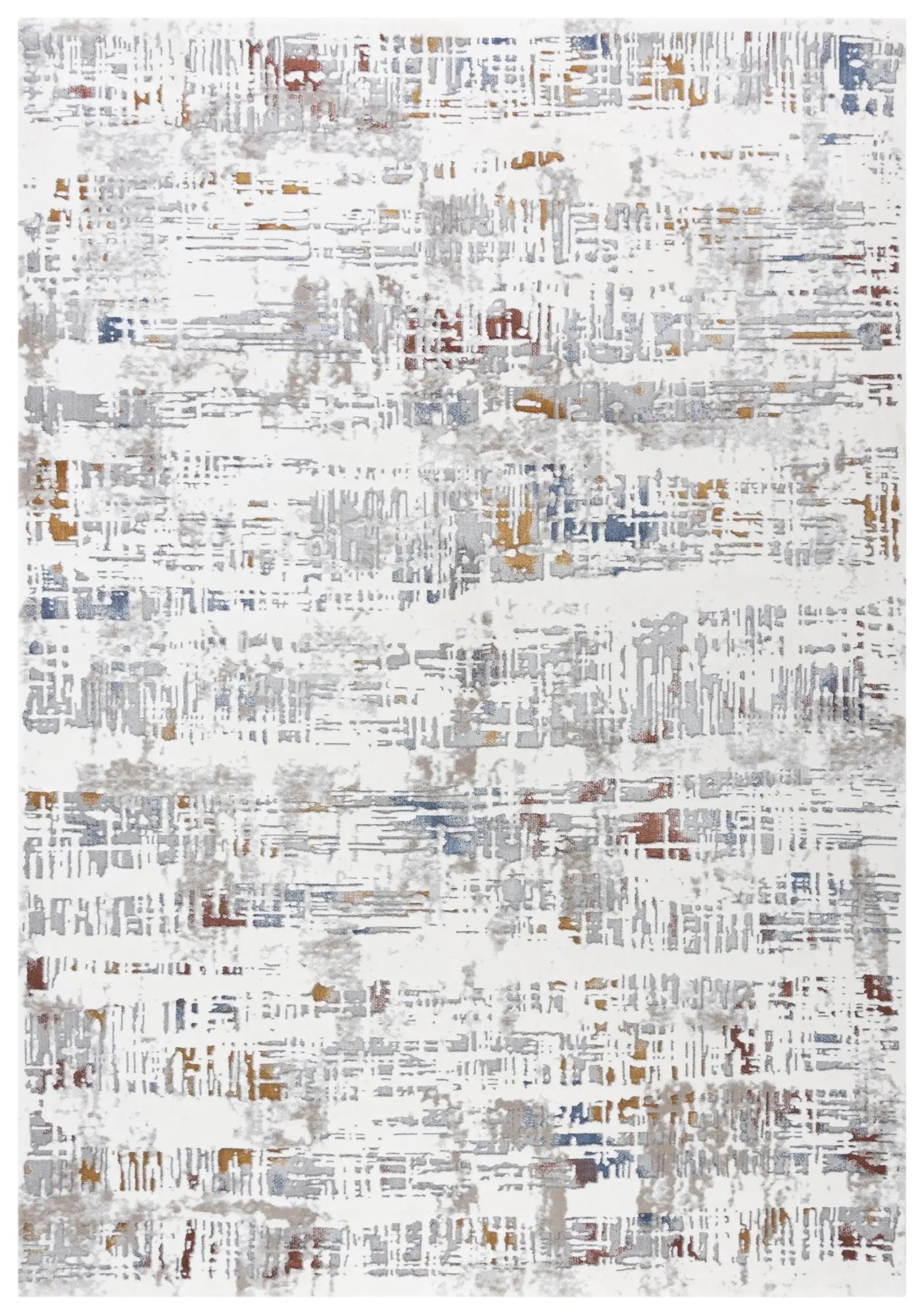 9' X 12' Ivory Blue Orange Red And Gray Abstract Area Rug Homeroots Home Decor