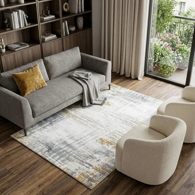 9' X 12' Ivory Blue Orange Red And Gray Abstract Area Rug Homeroots Home Decor
