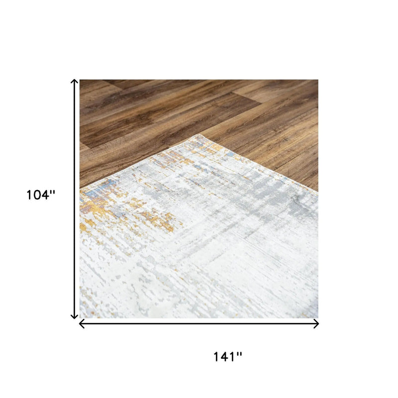 9' X 12' Ivory Blue Orange Red And Gray Abstract Area Rug Homeroots Home Decor