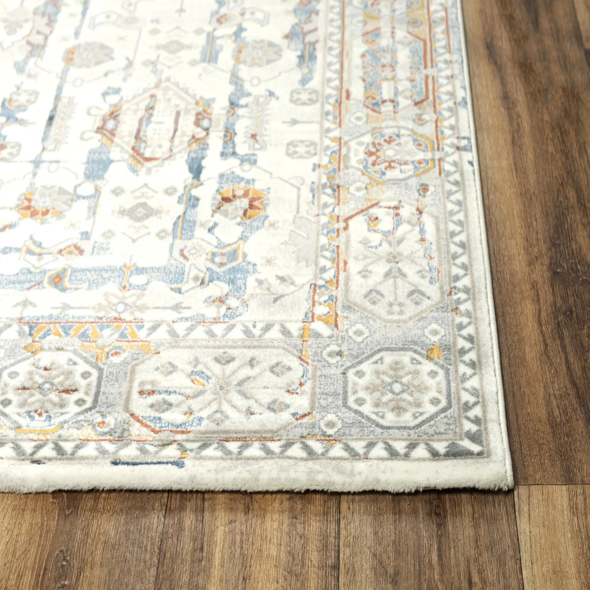 9' X 12' Ivory Blue Orange Red And Gray Oriental Area Rug Homeroots Home Decor