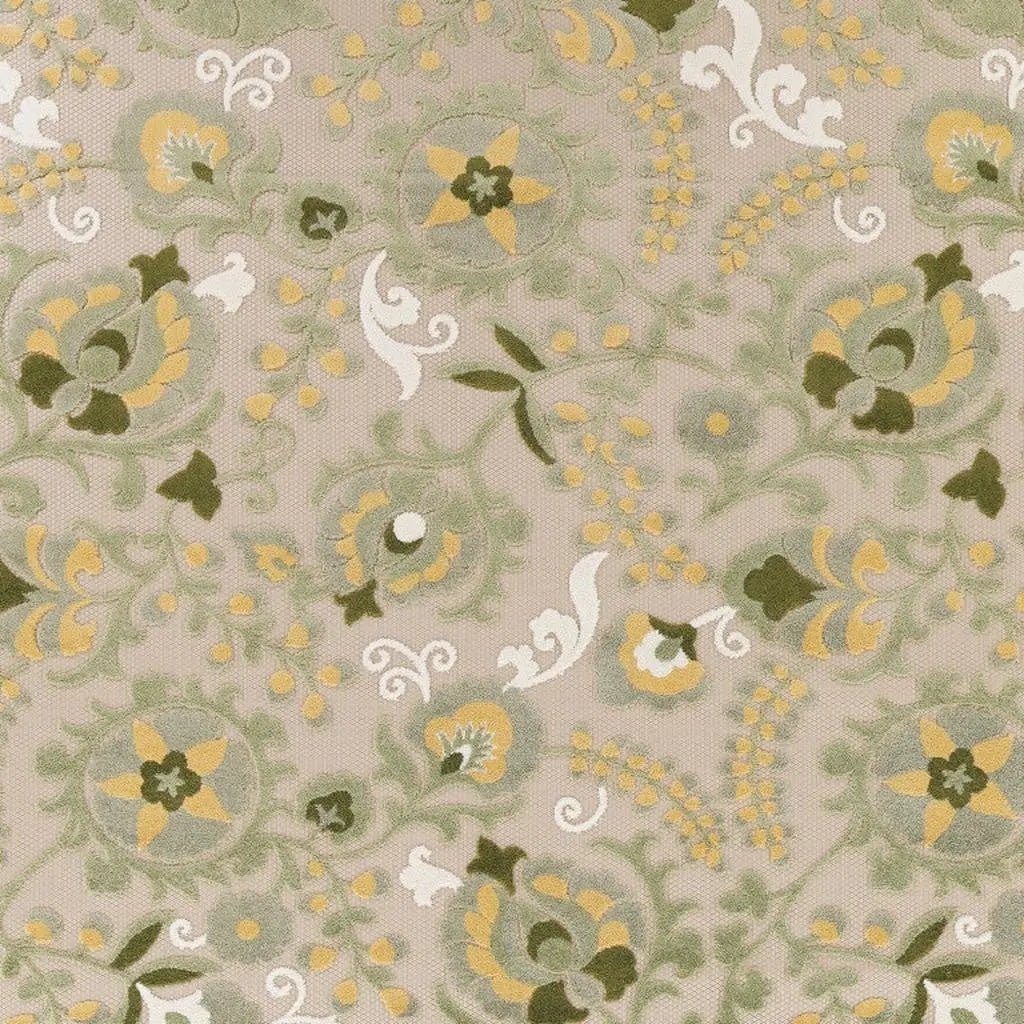 9' X 12' Ivory Green And Yellow Floral Indoor Outdoor Area Rug Homeroots Outdoor