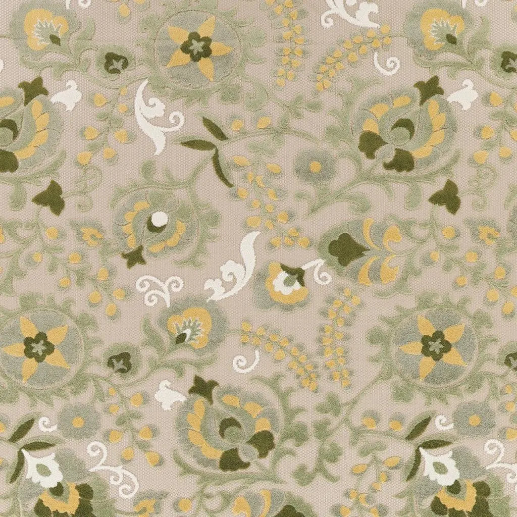 9' X 12' Ivory Green And Yellow Floral Indoor Outdoor Area Rug Homeroots Outdoor