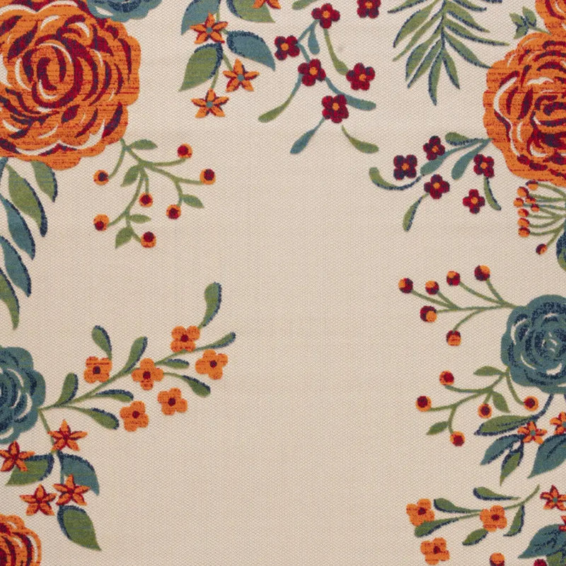 9' X 12' Ivory Green Blue Red And Orange Floral Indoor Outdoor Area Rug Homeroots Outdoor