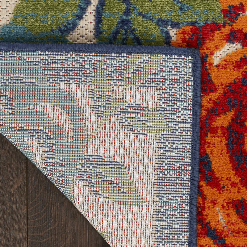 9' X 12' Ivory Green Blue Red And Orange Floral Indoor Outdoor Area Rug Homeroots Outdoor