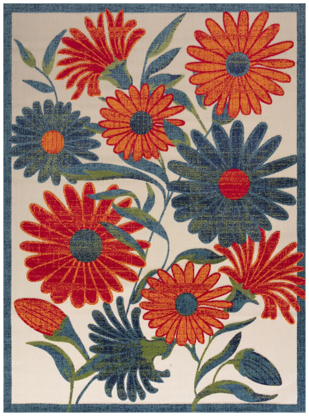 9' X 12' Ivory Red Blue And Green Floral Indoor Outdoor Area Rug Homeroots Outdoor