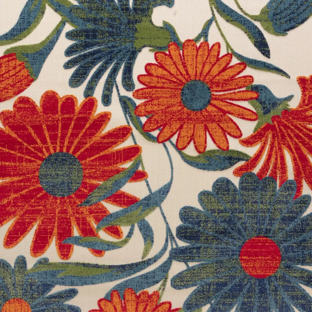 9' X 12' Ivory Red Blue And Green Floral Indoor Outdoor Area Rug Homeroots Outdoor