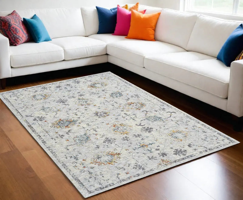 9' X 12' Ivory and Blue Floral Area Rug Homeroots Home Decor