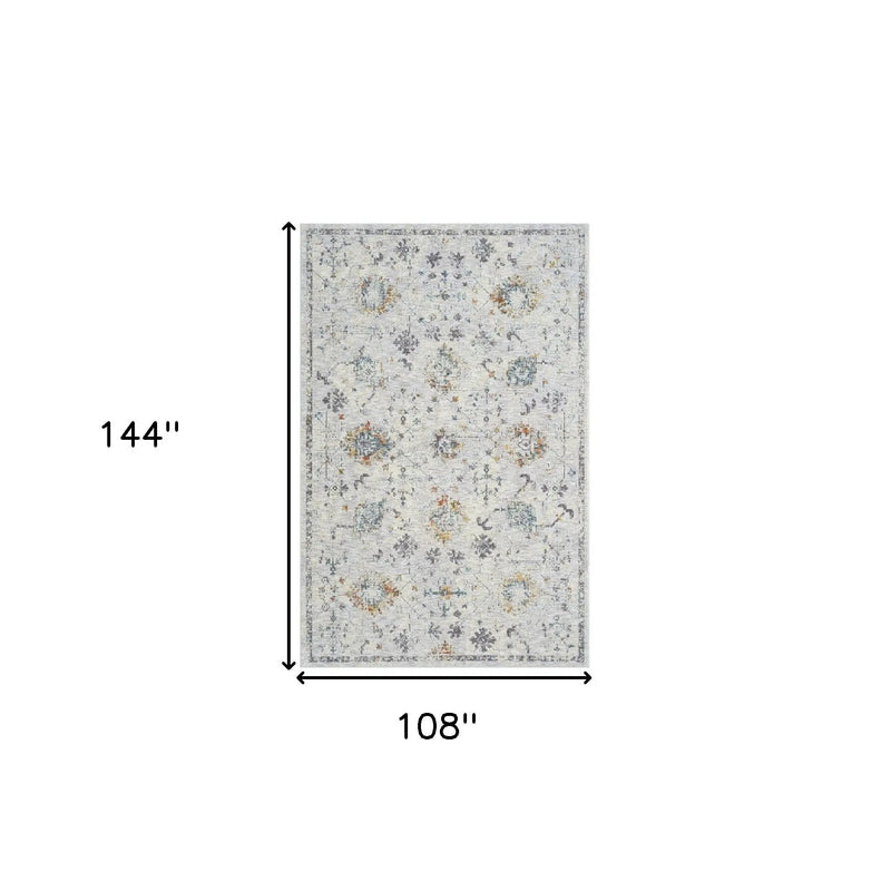9' X 12' Ivory and Blue Floral Area Rug Homeroots Home Decor