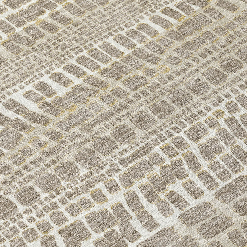 9' X 12' Khaki And Beige Abstract Washable Indoor Outdoor Area Rug Homeroots Outdoor