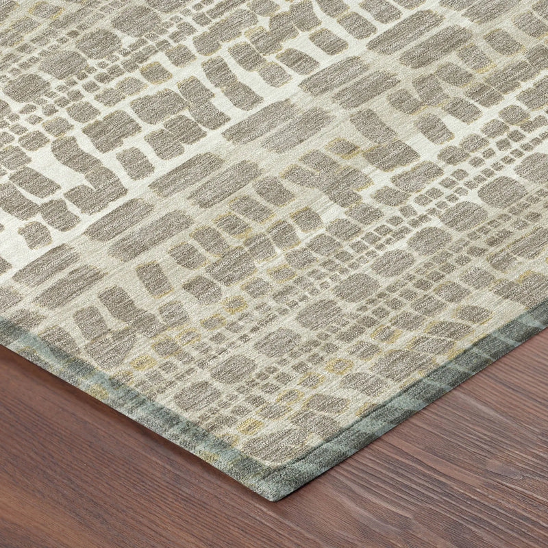 9' X 12' Khaki And Beige Abstract Washable Indoor Outdoor Area Rug Homeroots Outdoor