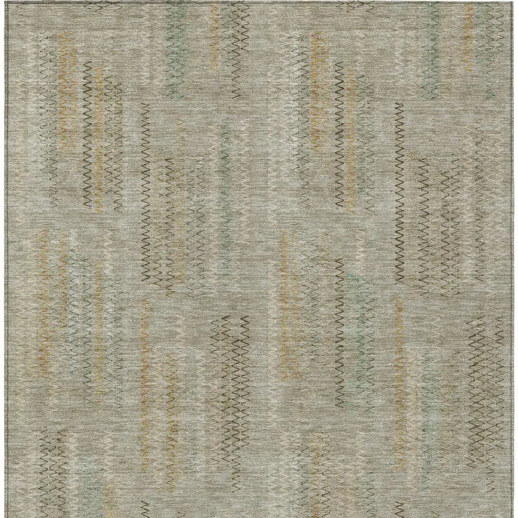 9' X 12' Khaki And Brown Abstract Washable Indoor Outdoor Area Rug Homeroots Outdoor