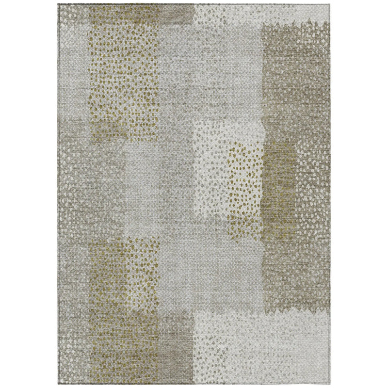 9' X 12' Khaki And Brown Abstract Washable Indoor Outdoor Area Rug Homeroots Outdoor
