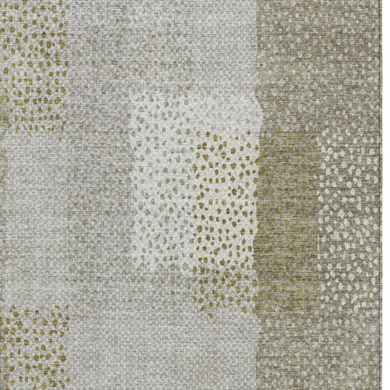 9' X 12' Khaki And Brown Abstract Washable Indoor Outdoor Area Rug Homeroots Outdoor