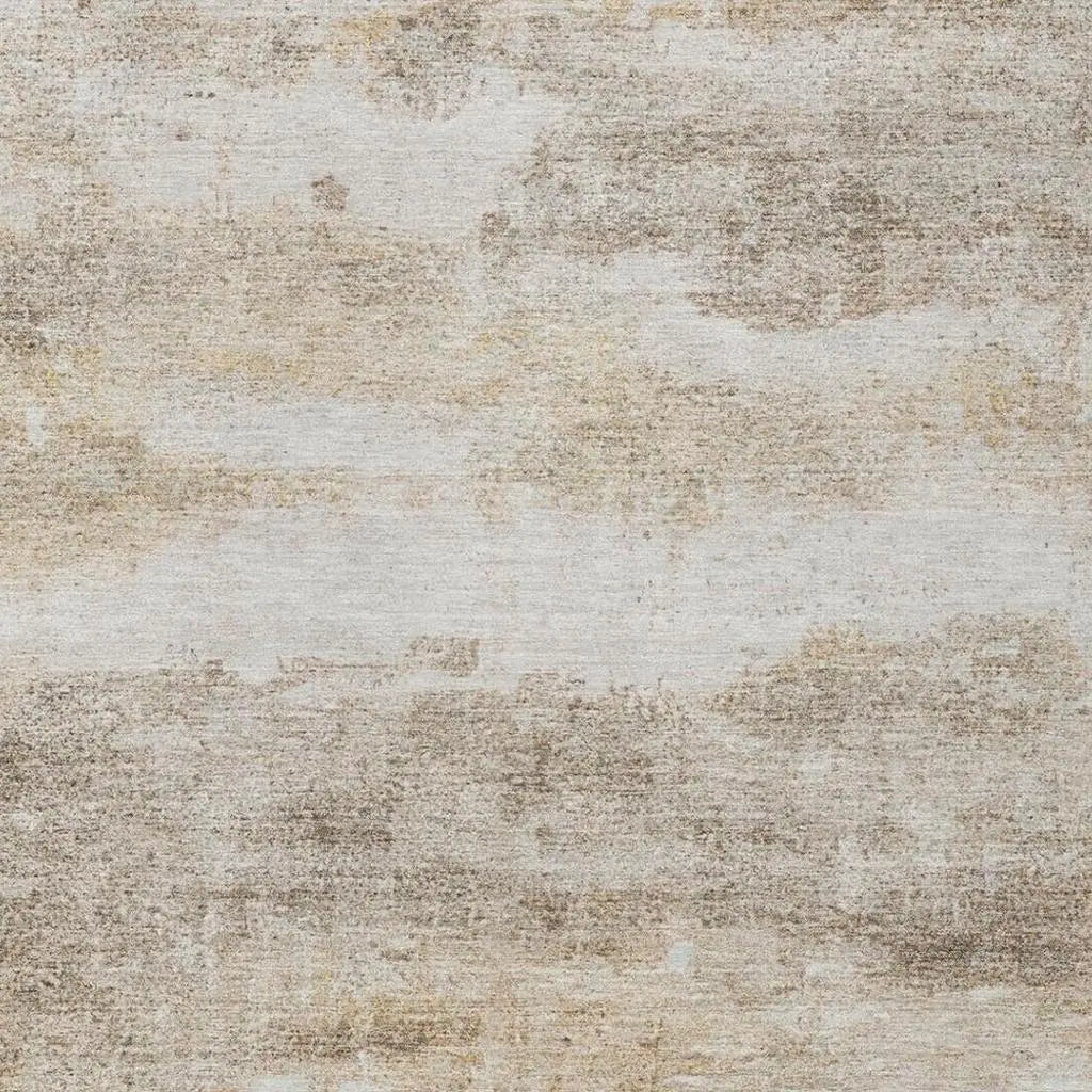 9' X 12' Khaki And Brown Abstract Washable Indoor Outdoor Area Rug Homeroots Outdoor