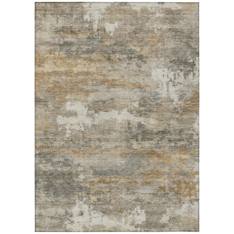 9' X 12' Khaki And Brown Abstract Washable Indoor Outdoor Area Rug Homeroots Outdoor