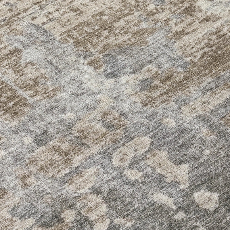 9' X 12' Khaki And Brown Abstract Washable Indoor Outdoor Area Rug Homeroots Outdoor