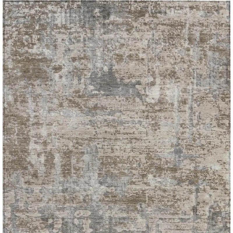 9' X 12' Khaki And Brown Abstract Washable Indoor Outdoor Area Rug Homeroots Outdoor