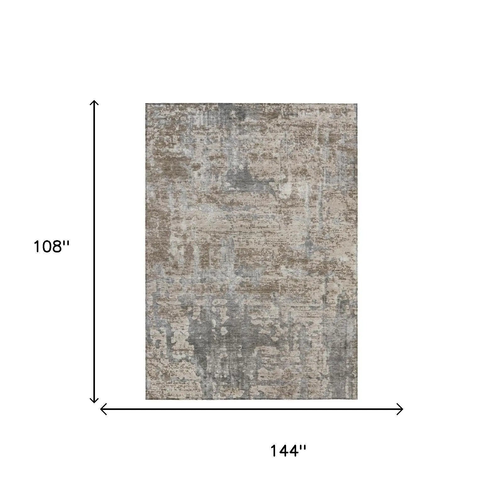9' X 12' Khaki And Brown Abstract Washable Indoor Outdoor Area Rug Homeroots Outdoor