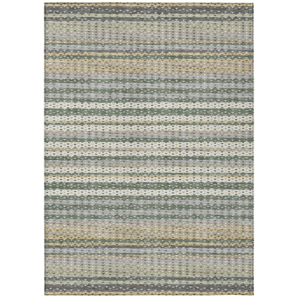 9' X 12' Khaki And Brown Striped Washable Indoor Outdoor Area Rug Homeroots Outdoor