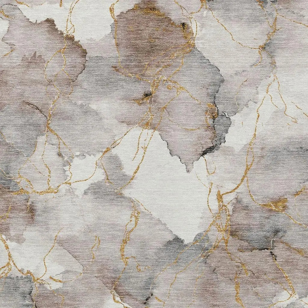 9' X 12' Khaki And Ivory Abstract Washable Indoor Outdoor Area Rug Homeroots Outdoor