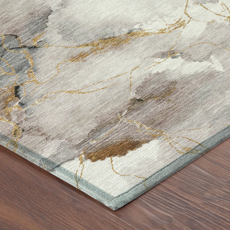 9' X 12' Khaki And Ivory Abstract Washable Indoor Outdoor Area Rug Homeroots Outdoor