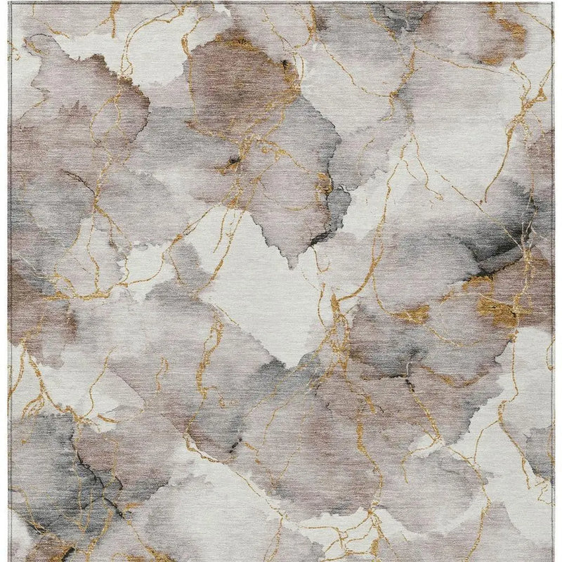 9' X 12' Khaki And Ivory Abstract Washable Indoor Outdoor Area Rug Homeroots Outdoor