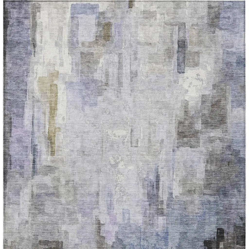 9' X 12' Lavender And Gray Abstract Washable Indoor Outdoor Area Rug Homeroots Outdoor