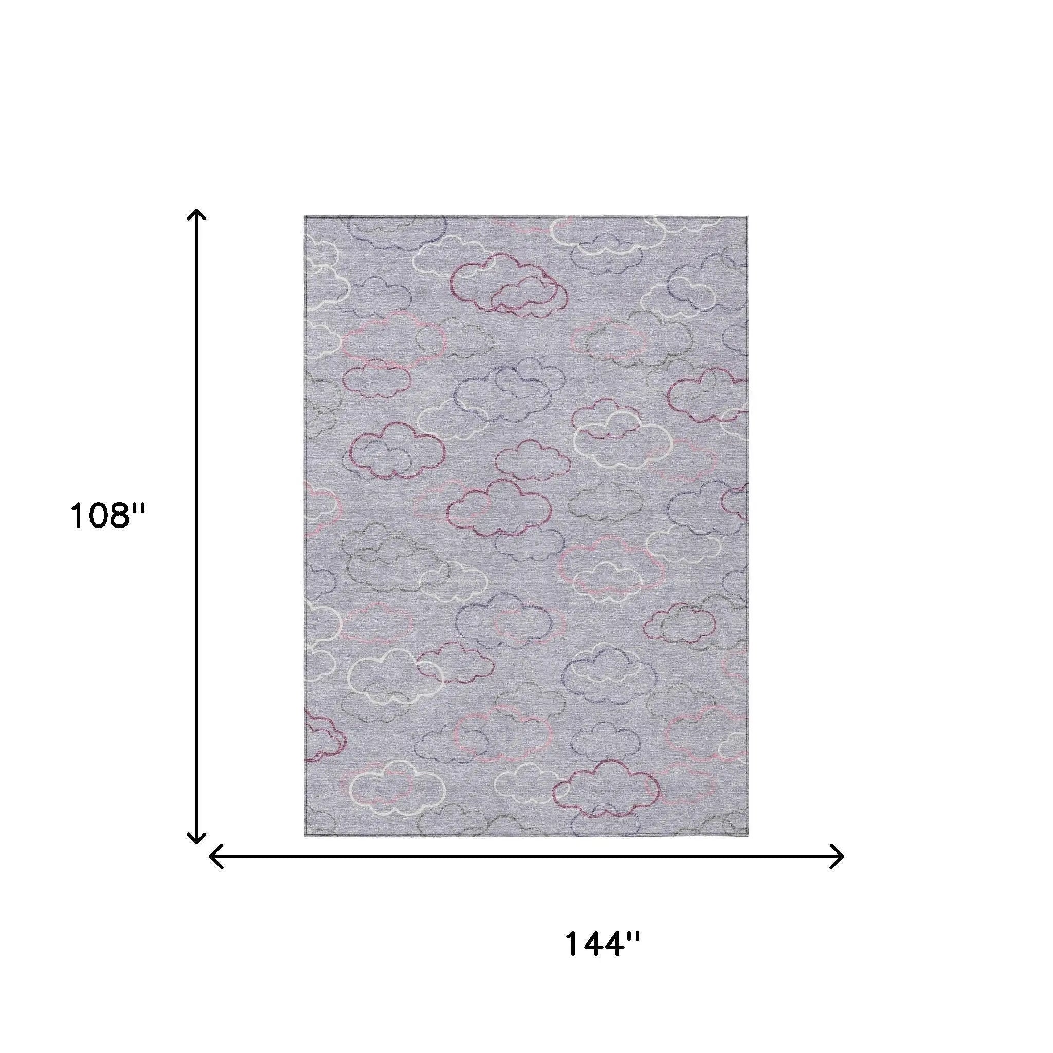 9' X 12' Lavender And Ivory Abstract Washable Indoor Outdoor Area Rug Homeroots Outdoor
