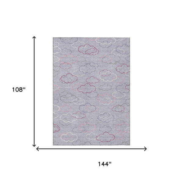 9' X 12' Lavender And Ivory Abstract Washable Indoor Outdoor Area Rug Homeroots Outdoor