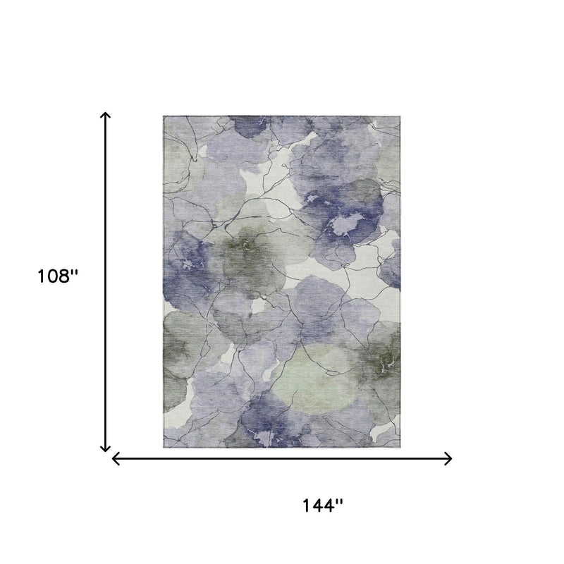 9' X 12' Lavender And Ivory Abstract Washable Indoor Outdoor Area Rug Homeroots Outdoor
