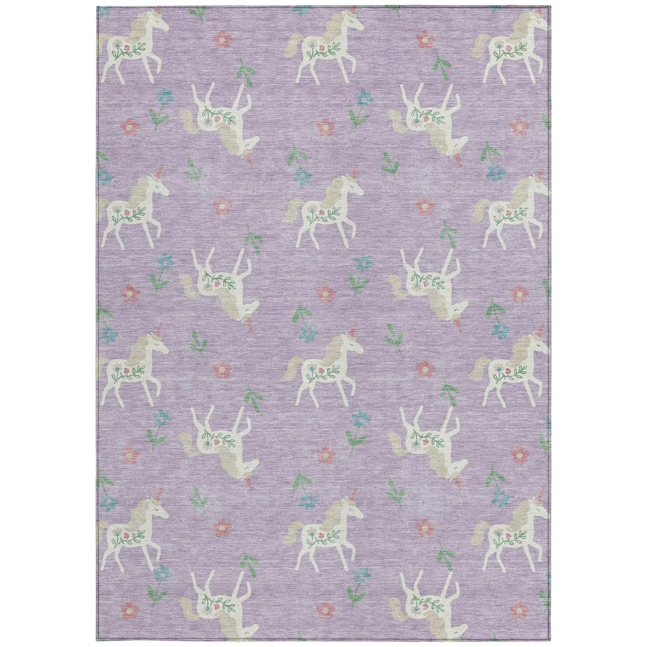 9' X 12' Lavender And Ivory Floral Washable Indoor Outdoor Area Rug Homeroots Outdoor