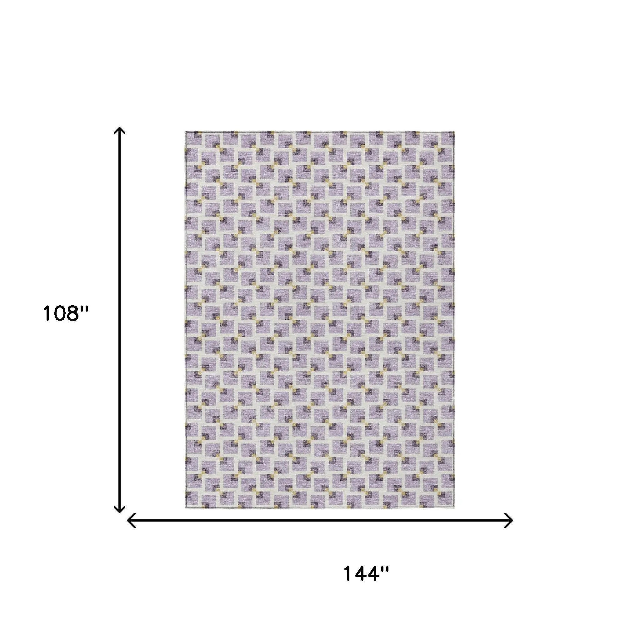 9' X 12' Lavender And Ivory Geometric Washable Indoor Outdoor Area Rug Homeroots Outdoor