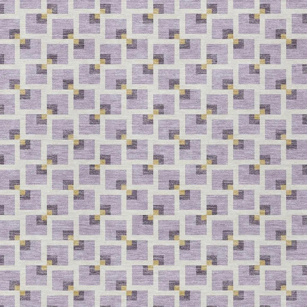 9' X 12' Lavender And Ivory Geometric Washable Indoor Outdoor Area Rug Homeroots Outdoor