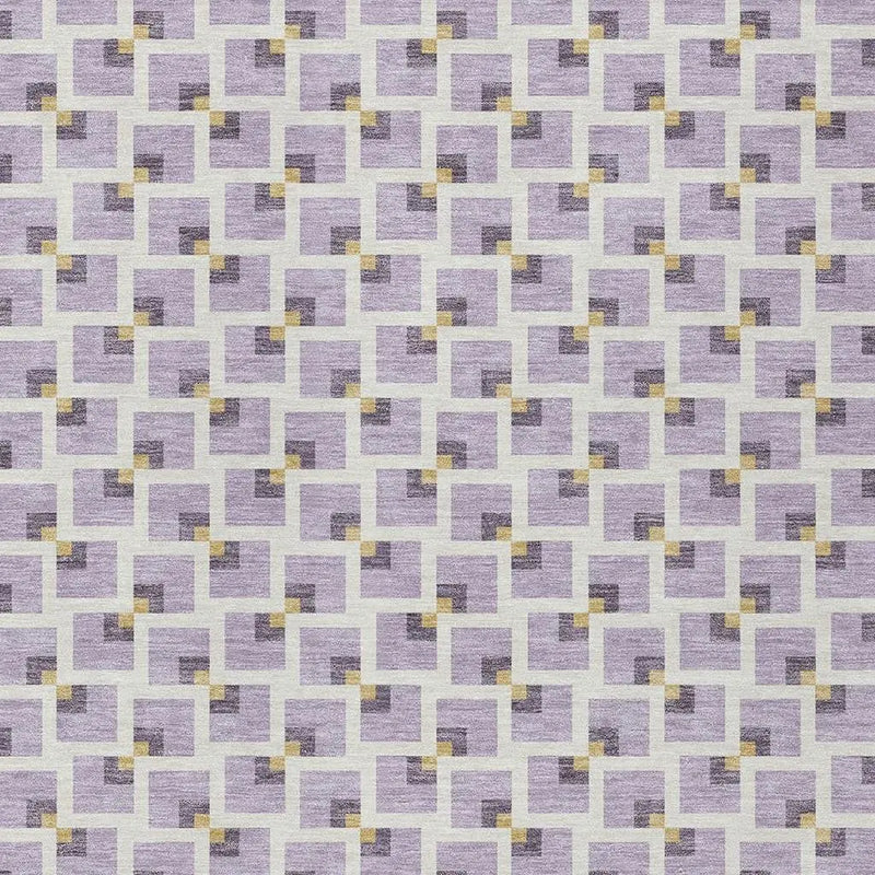 9' X 12' Lavender And Ivory Geometric Washable Indoor Outdoor Area Rug Homeroots Outdoor