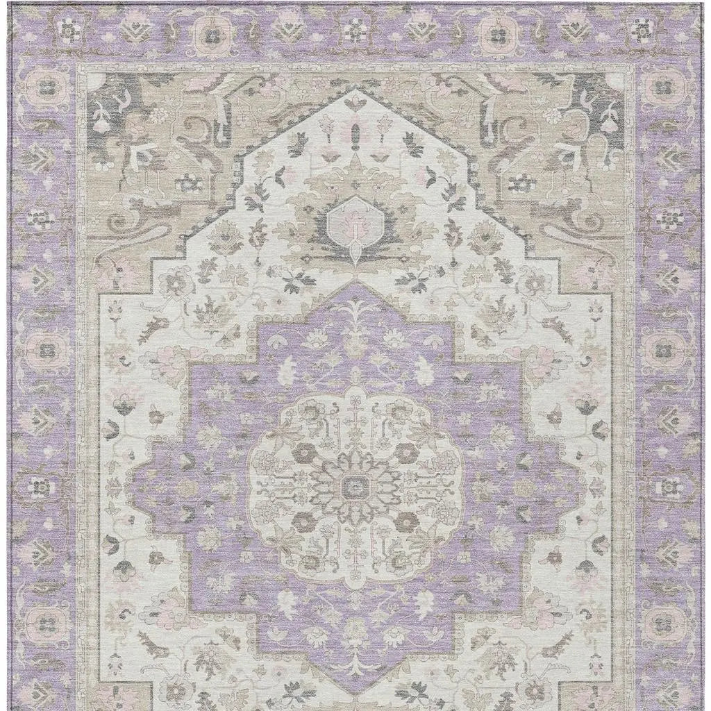 9' X 12' Lavender And Orange Oriental Washable Indoor Outdoor Area Rug Homeroots Outdoor