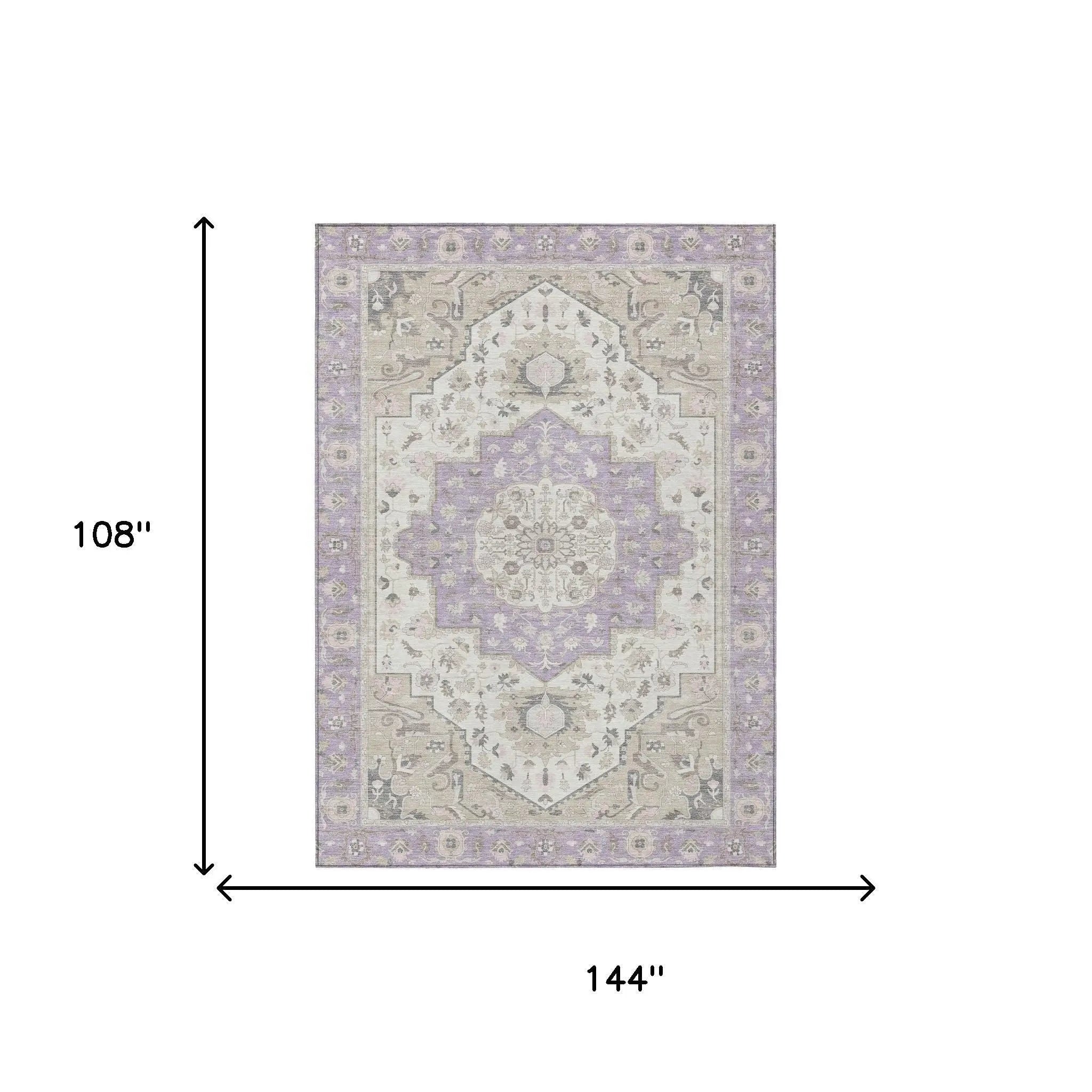 9' X 12' Lavender And Orange Oriental Washable Indoor Outdoor Area Rug Homeroots Outdoor